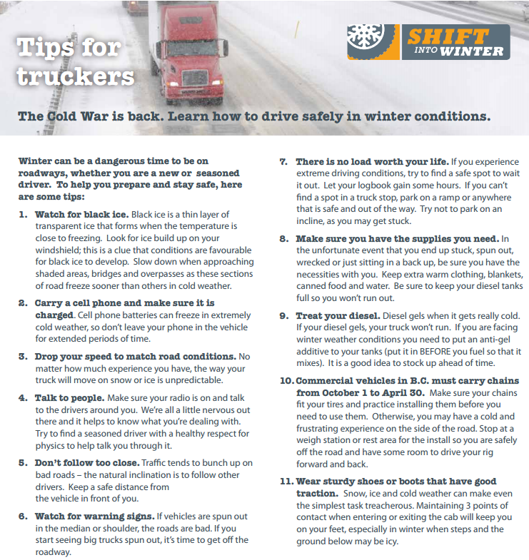 Winter driving tips for truckers