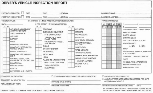 pre trip inspection form abc