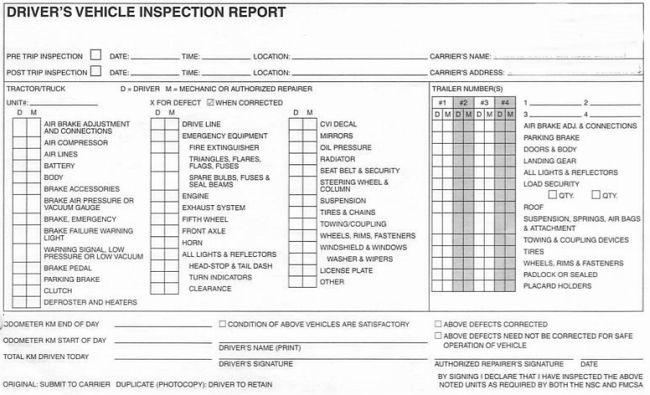 pre post trip inspection requirements